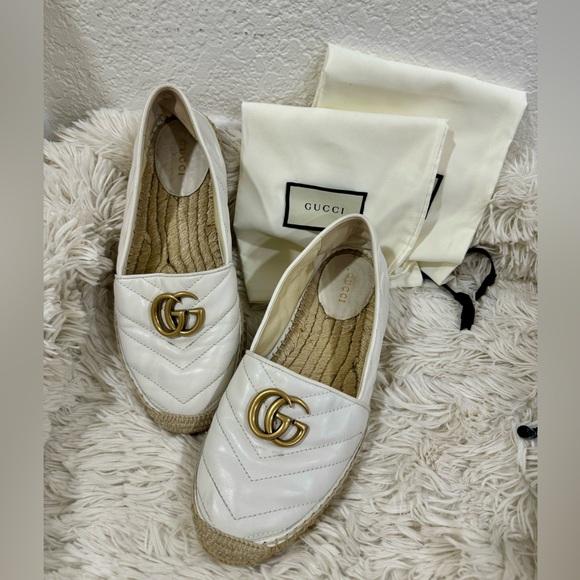 Gucci GG Marmont Women's Espadrille Wedge Sandals White Size 37 - Picture 3 of 13